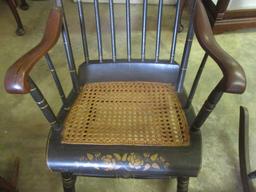 Antique Hitchcock Style Rocking Chair with Caned Seat