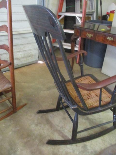 Antique Hitchcock Style Rocking Chair with Caned Seat