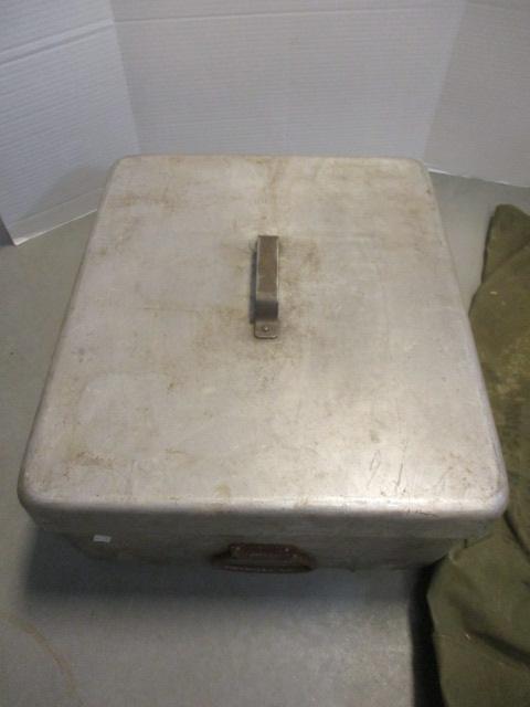 1967 Wear-Ever Aluminum US Military Storage Box.  2 Laundry Bags.