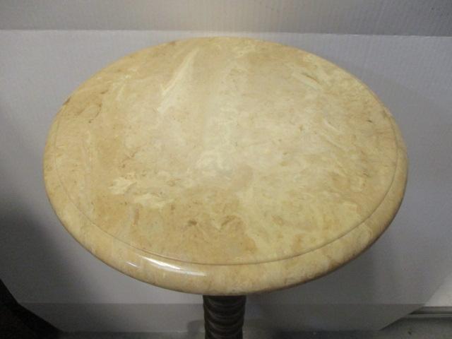 Marble Top Plant Stand With Barley Twist Base