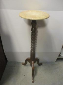 Marble Top Plant Stand With Barley Twist Base