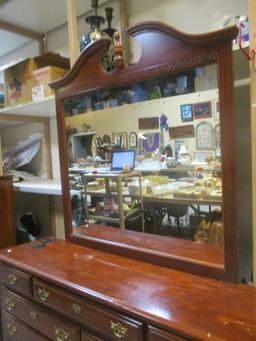 7-Drawer Cherry Finish Dresser And Mirror