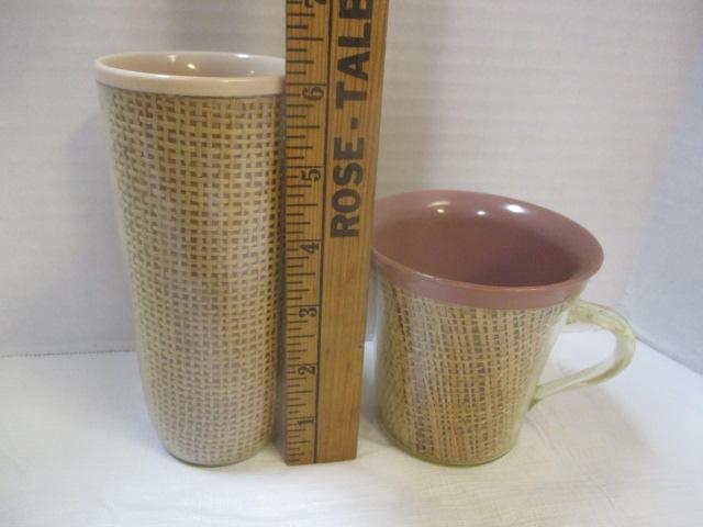 8-Piece Vintage Tumbler And Cup Set With Woven Insert