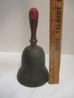 Reproduction Wood-Handled Iron School Bell