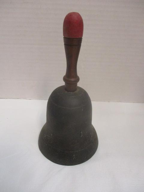 Reproduction Wood-Handled Iron School Bell