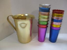 Color Craft Pitcher, (8) 5" Tumblers & (8) 4-1/2" Royal Tumblers