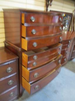 Vintage Dixie Mahogany 3 over 3 Bow Front Chest