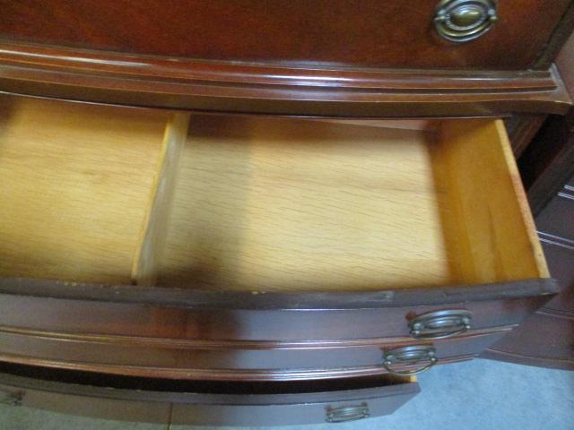 Vintage Dixie Mahogany 3 over 3 Bow Front Chest