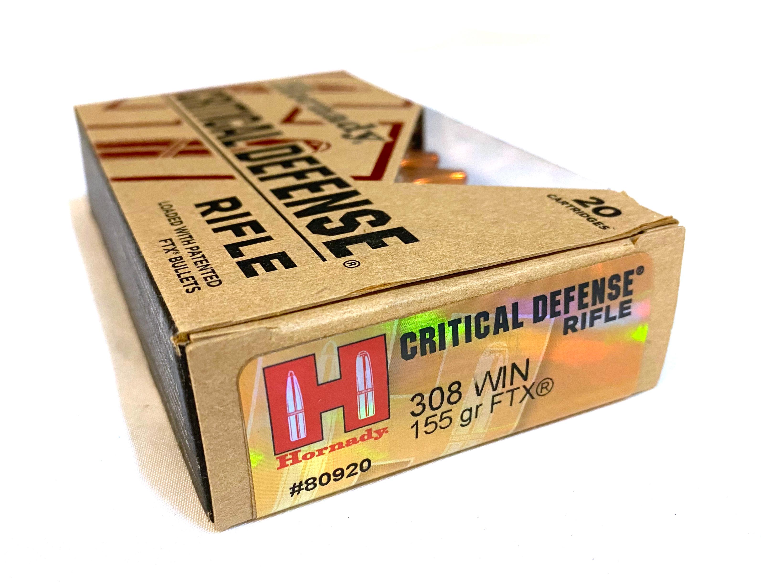 NIB 20rds. of .308 WIN. Hornady Critical Defense Rifle 155gr. FTX Ammunition