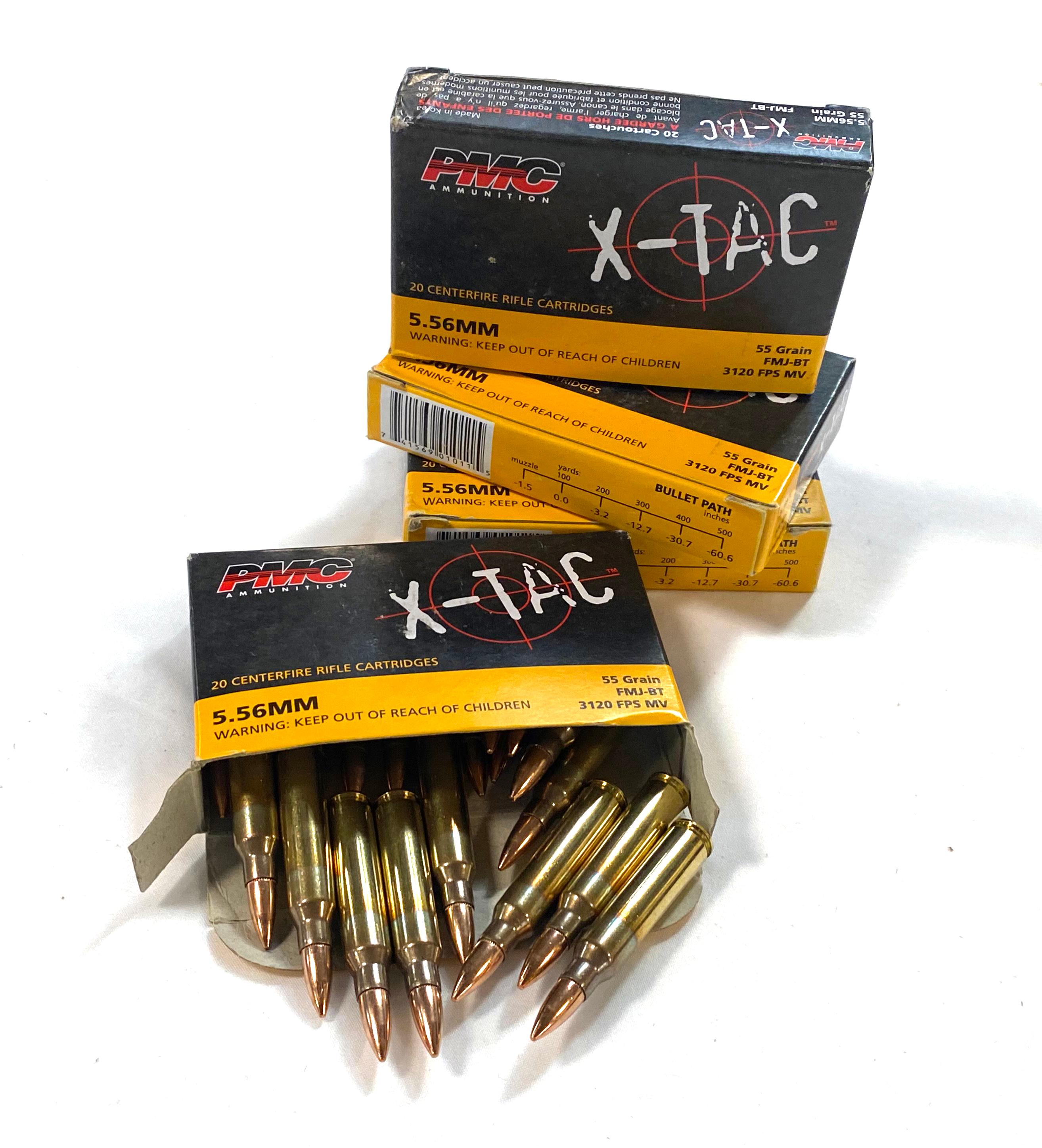 NIB 80rds. of 5.56mm PMC X-TAC 55gr. FMJ-BT Brass Ammunition