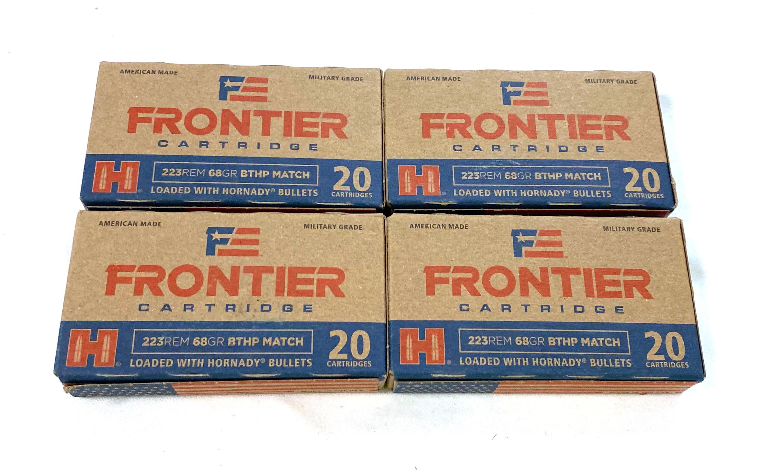 NIB 80rds. of .223 REM. Hornady Frontier 68gr. BTHP Match Brass Ammunition