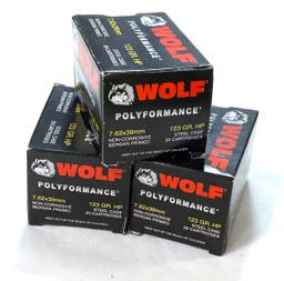 NIB 60rds. of 7.62x39mm WOLF 123gr. HP Steel Case Ammunition