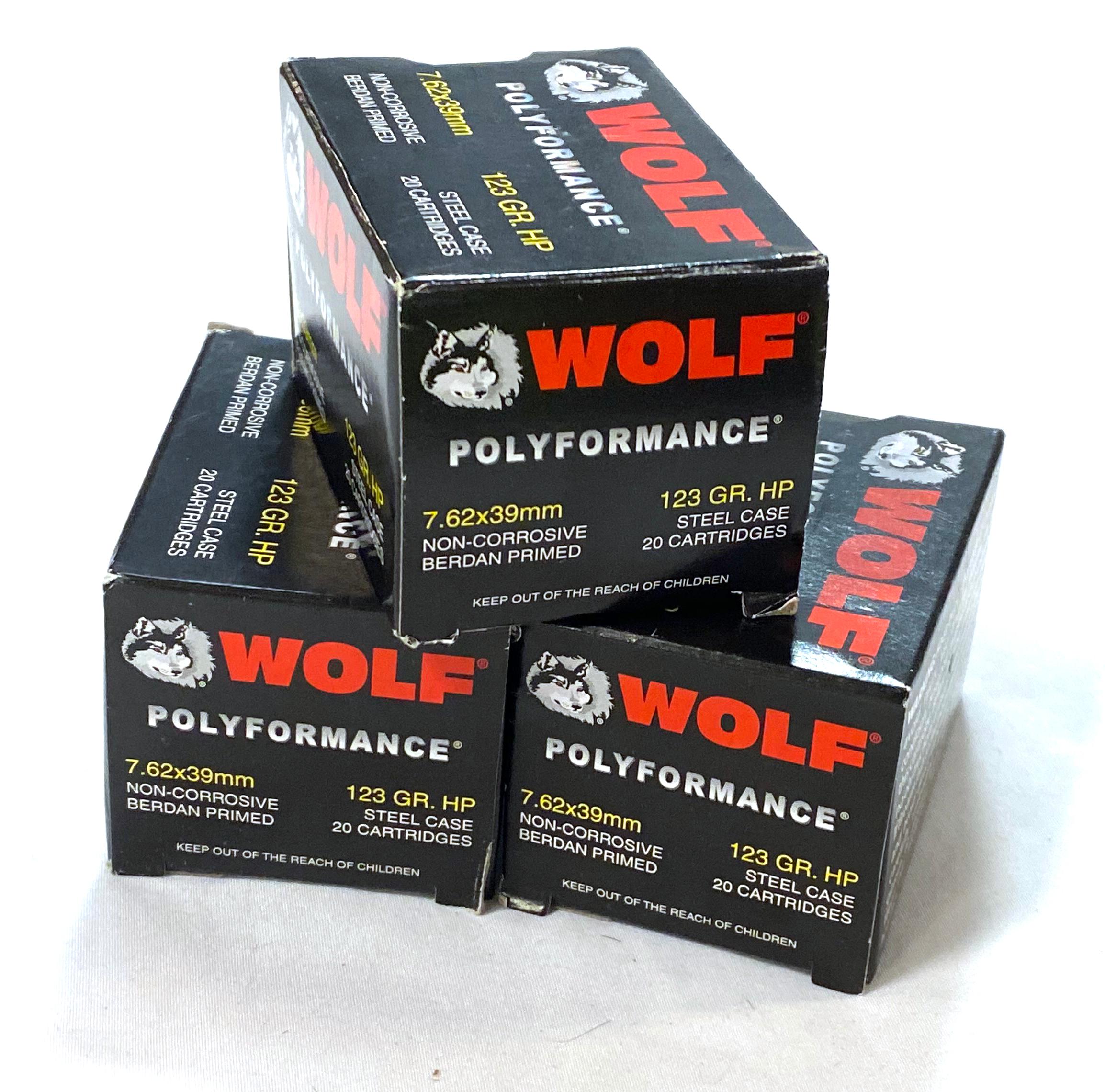 NIB 60rds. of 7.62x39mm WOLF 123gr. HP Steel Case Ammunition