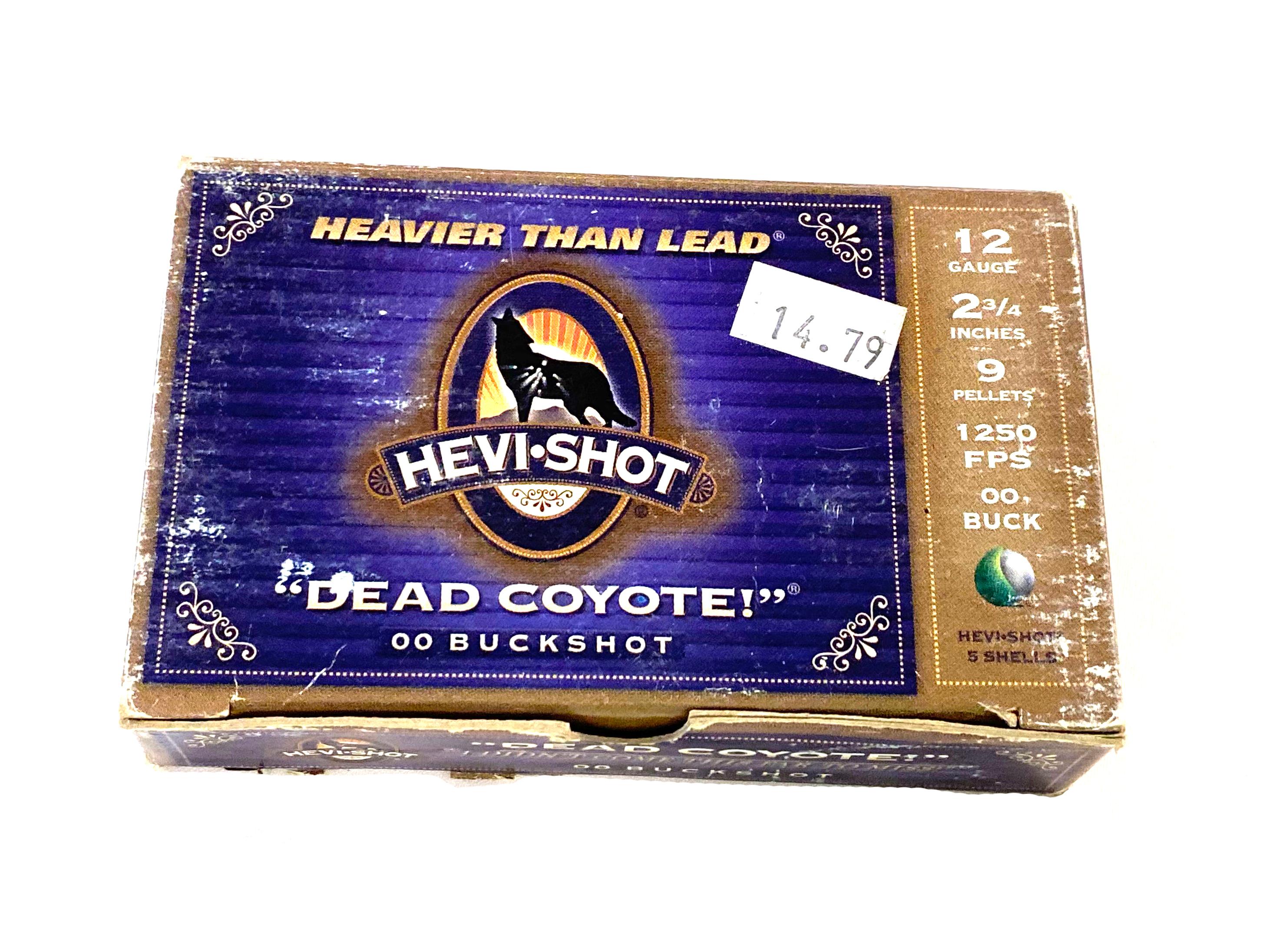 NIB 5 Shotshells of 12 GA. 3" 00 BUCKSHOT 9 Pellets Hevi-Shot Dead Coyote Ammunition