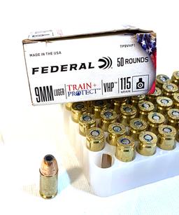 NIB 50rds. of 9MM LUGER Federal Train + Protect 115gr. Versatile HP Defense Ammunition