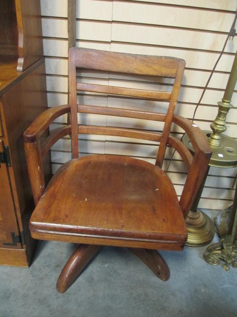 Vintage Wooden Swiveling Office Chair