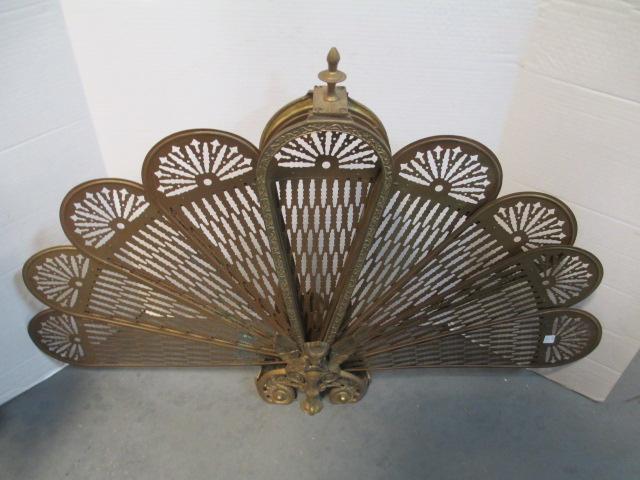 Folding Brass Fireplace Screen