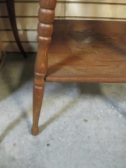 Wooden Table With Turned Legs And Undershelf