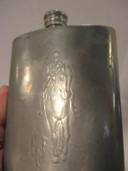 Pinder Bros. Embossed Hunt Scene Pewter Flask