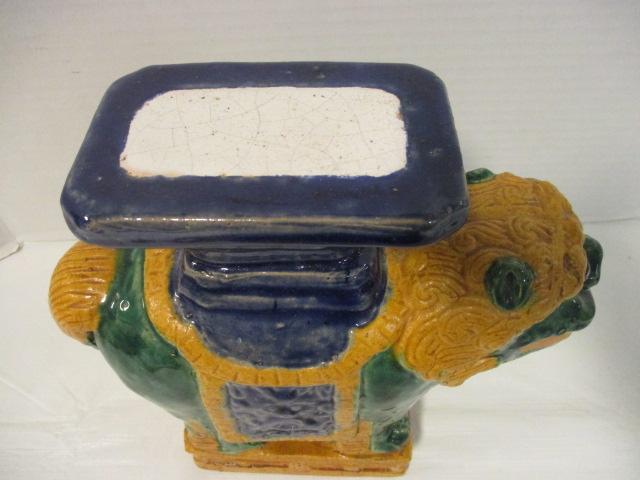 Glazed Pottery Foo Dog Stand