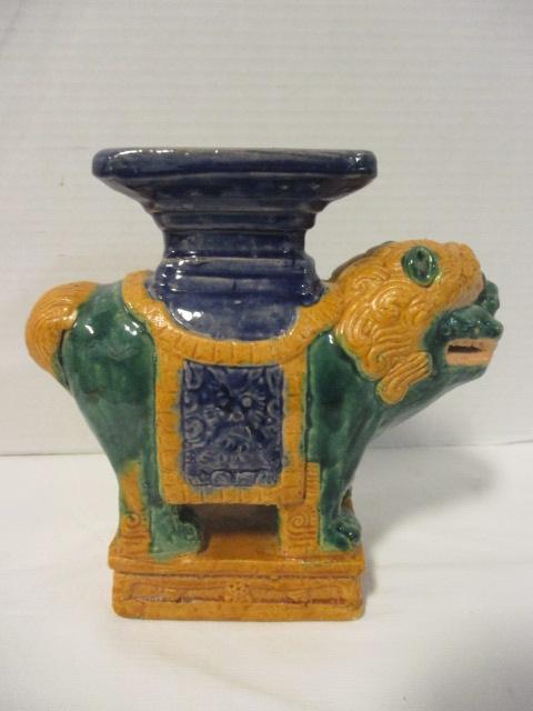 Glazed Pottery Foo Dog Stand