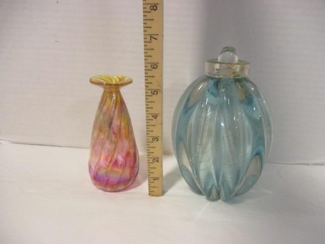 Art Glass Vase and Perfume Bottle