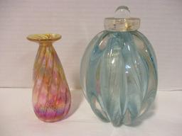 Art Glass Vase and Perfume Bottle