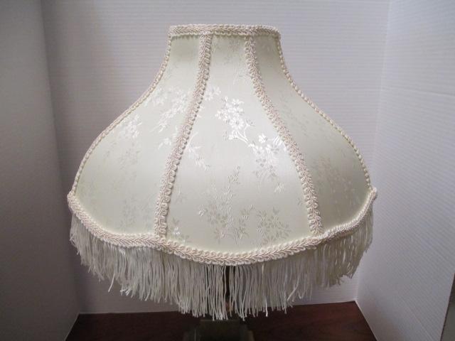 Brass Urn Lamp With Fringed Shade