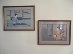 Pair of Framed and Matted Japanese Wood Block Prints