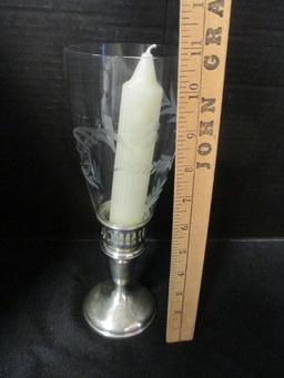 Weighted STERLING Short Taper Holder With Eicher Glass Globe