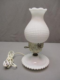 Vintage Hobnail Milk Glass Lamp