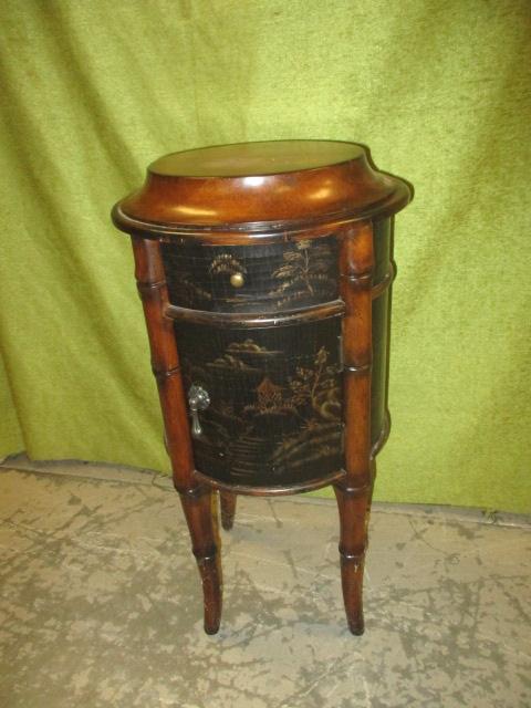 Very Unique Round Table w/Drawer & Door Made By Ethan Allen