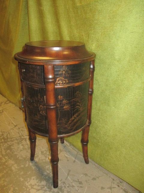 Very Unique Round Table w/Drawer & Door Made By Ethan Allen - Matches Lot #3