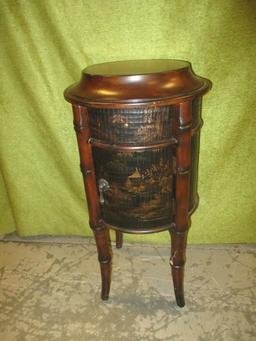 Very Unique Round Table w/Drawer & Door Made By Ethan Allen - Matches Lot #3