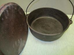 Very Nice 3 Footed Cast Iron Pot w/Bale Handle & Lid  "Dutch Oven" Marked No. 12