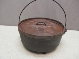 Very Nice 3 Footed Cast Iron Pot w/Bale Handle & Lid  "Dutch Oven" Marked No. 12