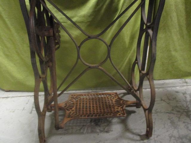 Unusual Antique Sewing Machine Base w/Black Marble Top - See All Photos