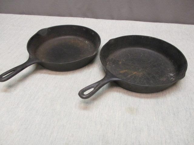 2 Vintage Cast Iron Skillets - See All Photos