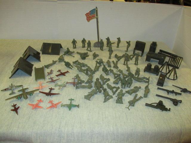 Vintage Plastic Toy Soldiers, Plains, Tents etc. - See All Photos