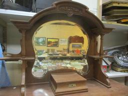 Victorian Display Cabinet with Beveled Mirror, Brass Embellishments and 1 Drawer