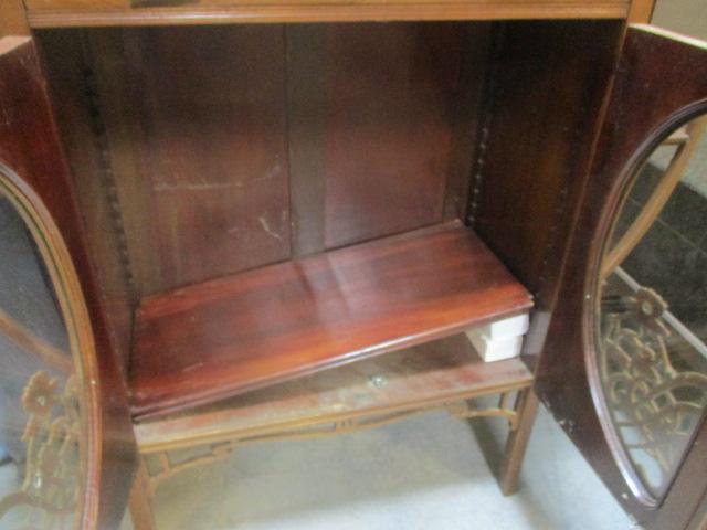 Victorian Display Cabinet with Beveled Mirror, Brass Embellishments and 1 Drawer