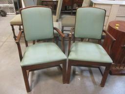 Pair of Vintage Thomasville Arm Chairs with Vinyl Seat and Back