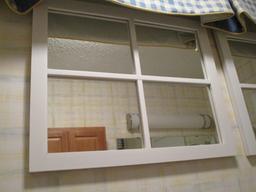 Pair of Window Pane Frame Mirrors with Decorative Cornice Board