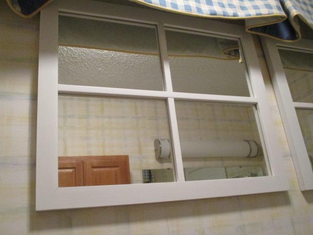 Pair of Window Pane Frame Mirrors with Decorative Cornice Board