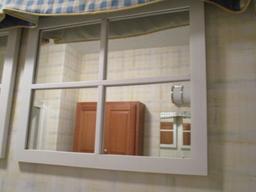 Pair of Window Pane Frame Mirrors with Decorative Cornice Board