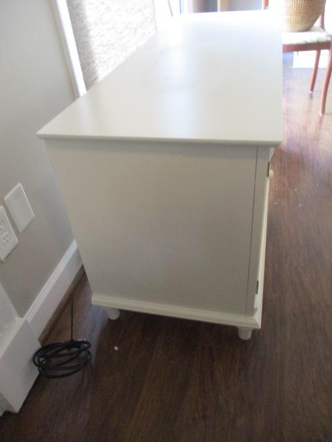 White Media Stand with Louver Doors and Drawers
