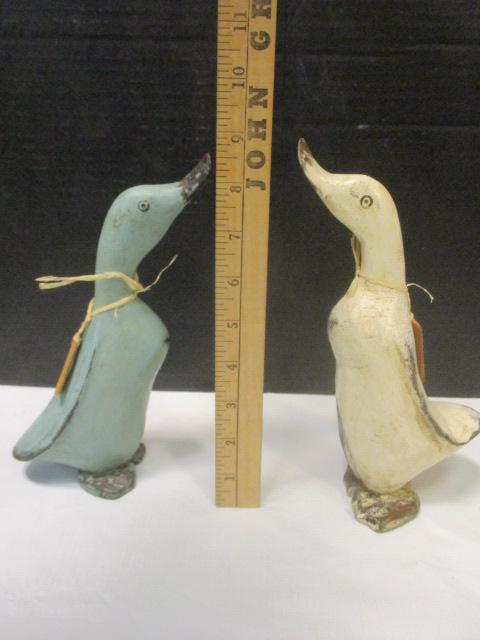 Pair Of Carved Resin Ducks.  "Rob" & "Ruby"