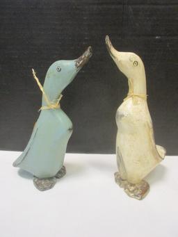 Pair Of Carved Resin Ducks.  "Rob" & "Ruby"
