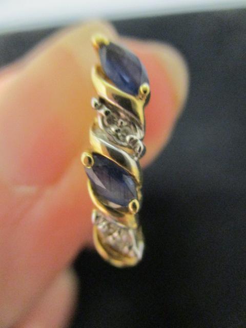 14k Gold Earrings w/ Purple Stones & Diamonds