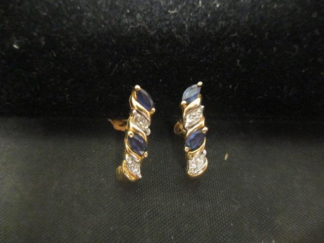 14k Gold Earrings w/ Purple Stones & Diamonds